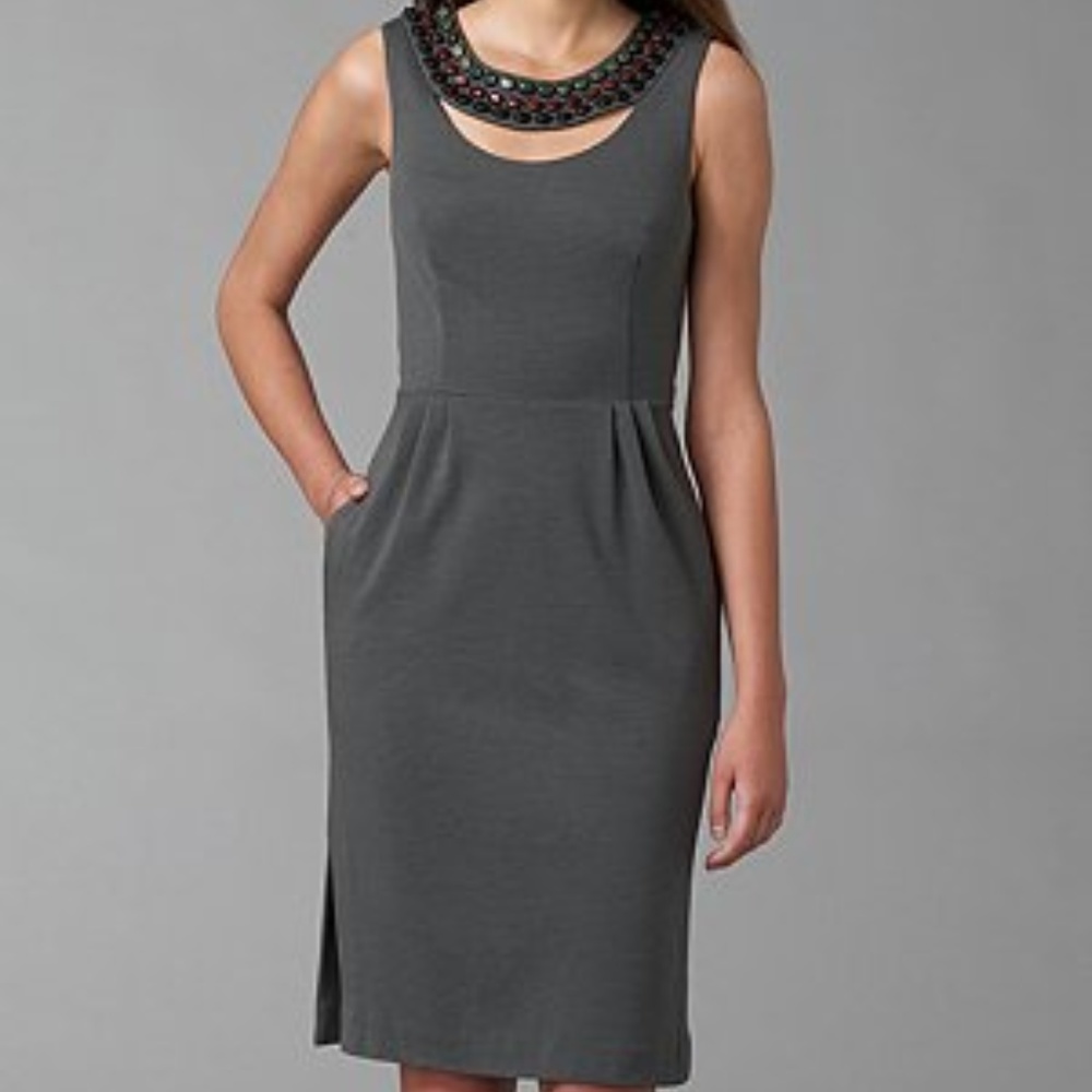CATHERINE MALANDRINO JEWEL TRIM LAVA KNIT DRESS -
